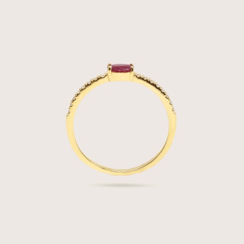 Anel de Noivado Ouro Rubi e Diamantes