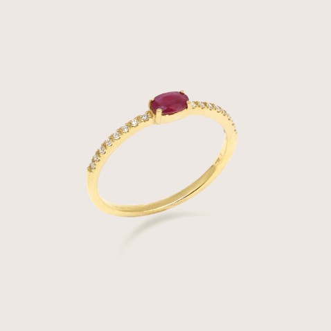 Ruby and Diamond Gold Engagement Ring