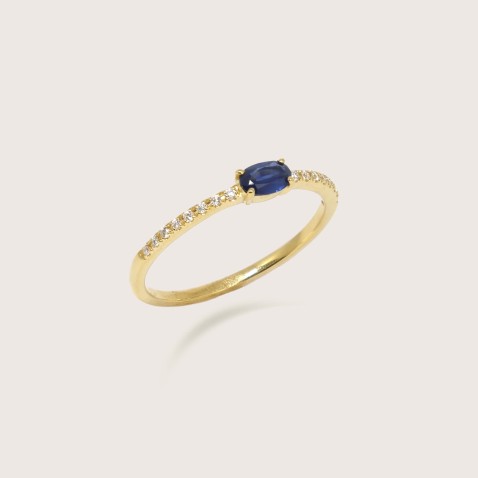 Sapphire and Diamond Gold Engagement Ring