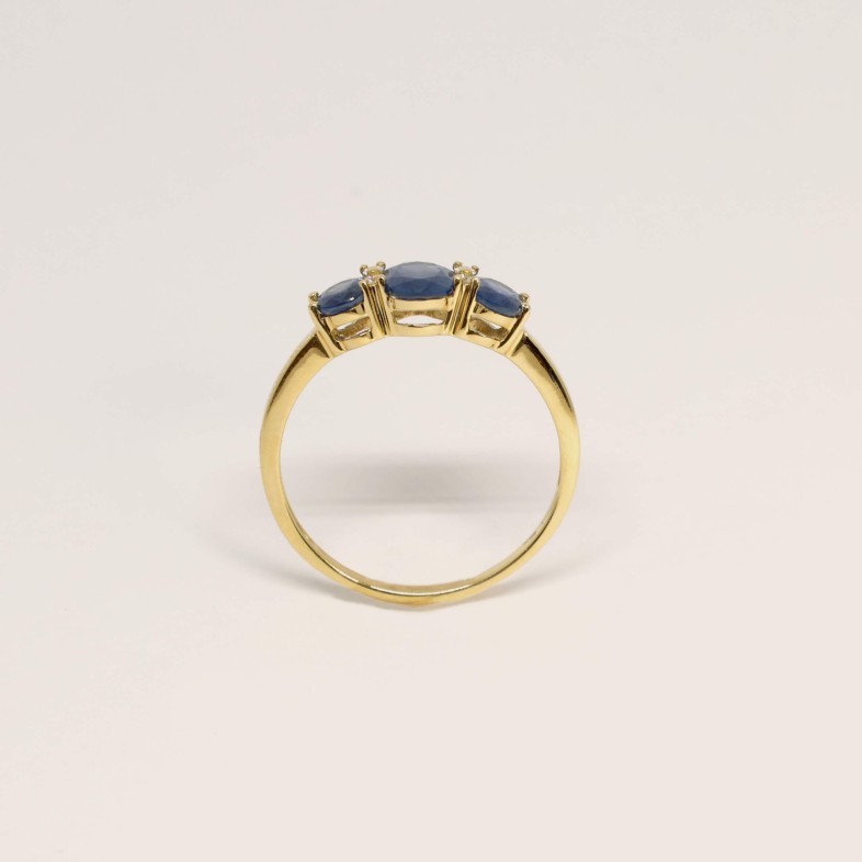 Anel de Noivado Ouro Safiras e Diamantes | Cores Preciosas