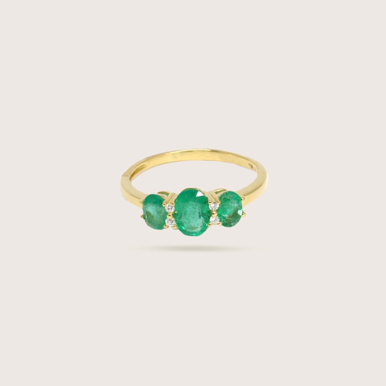 Emerald and Diamond Gold Engagement Ring