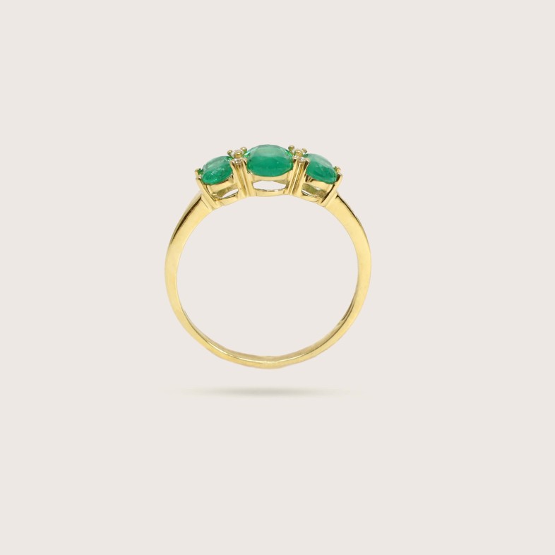 Emerald and Diamond Gold Engagement Ring