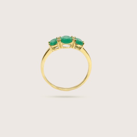 Emerald and Diamond Gold Engagement Ring