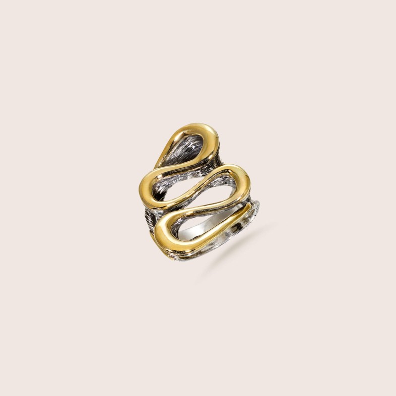Silver and gold ring