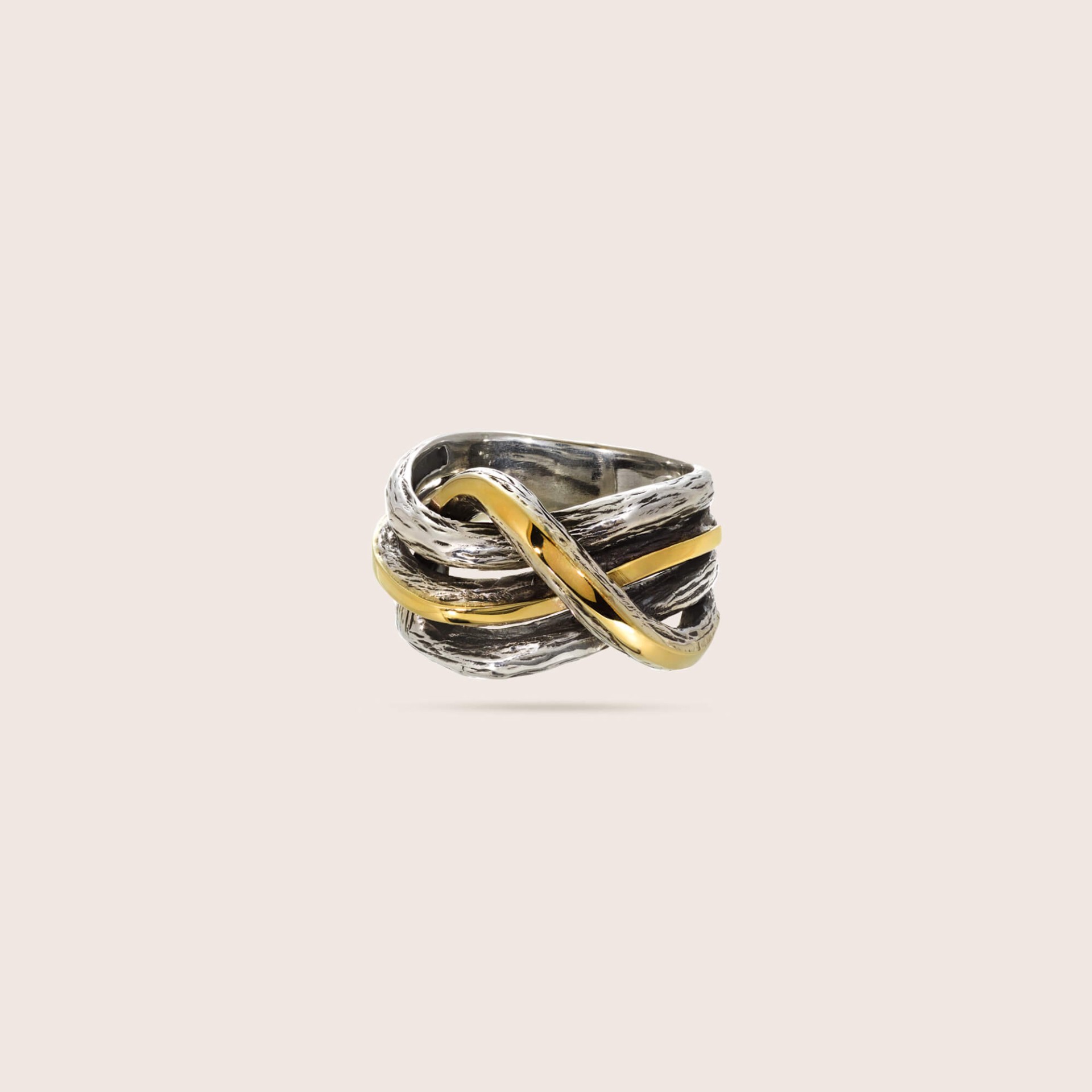silver and gold ring