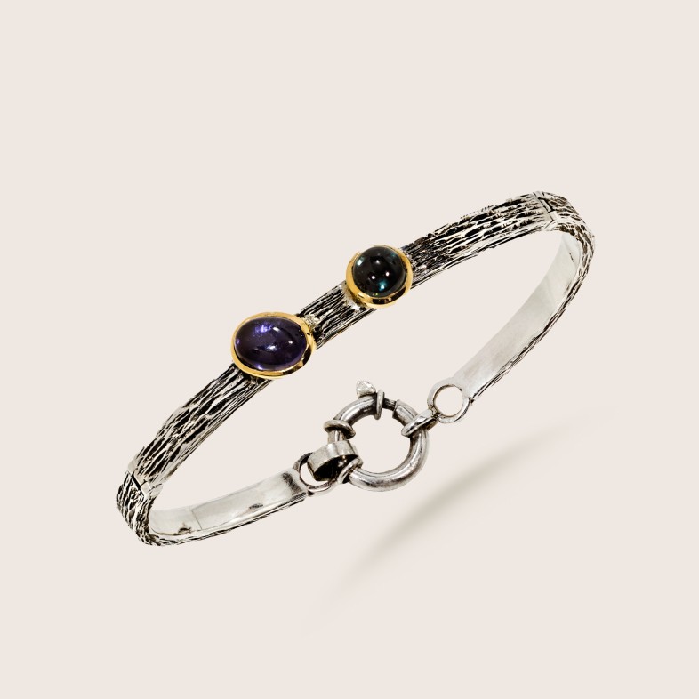 Iolite and tourmaline bangle