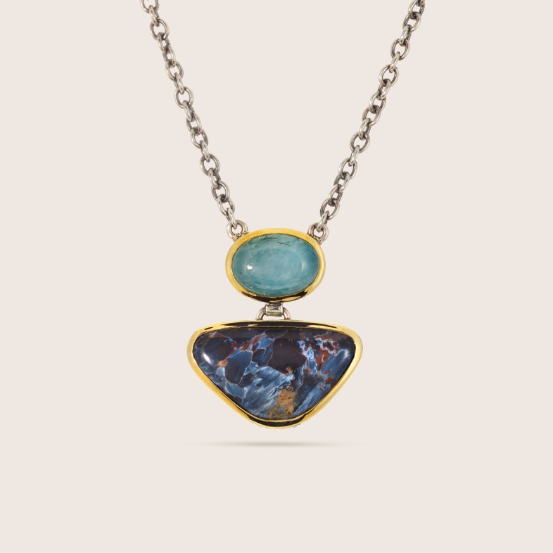 Colar pietersite e berilos