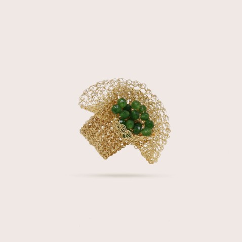 Gold-plated Silver Ring with Aventurina | Crochet
