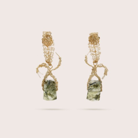 Gold-plated Silver Earrings with Prehnite | Bilros