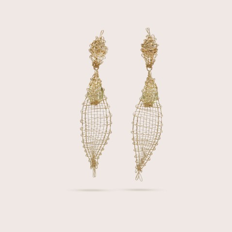 Gold-plated Silver and Lemon Quartz Earrings | Bilros