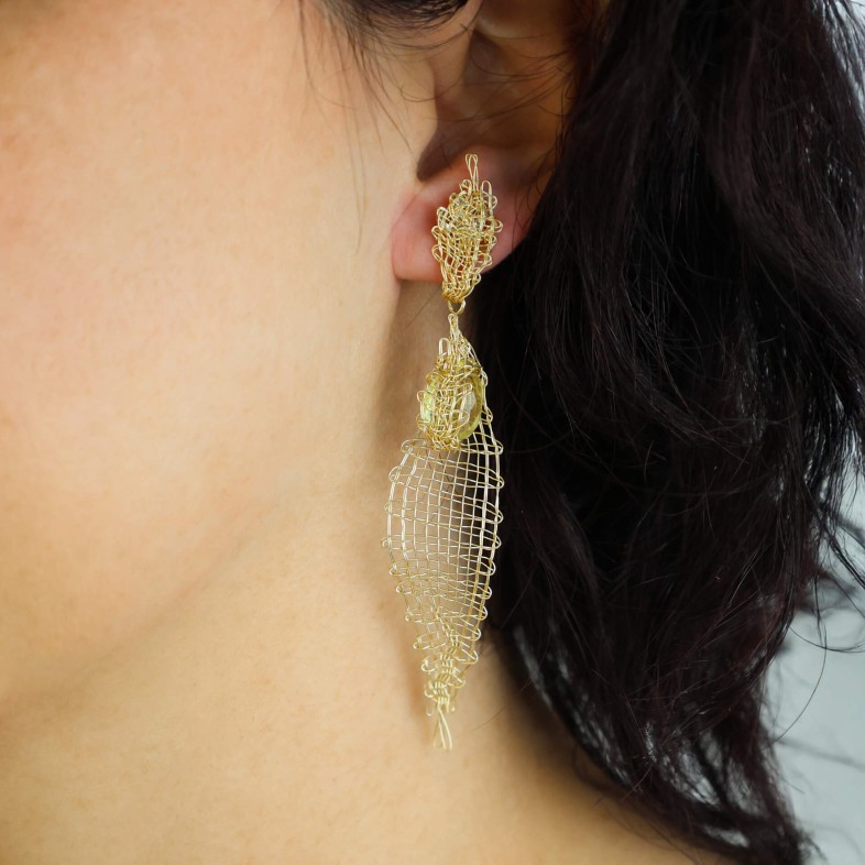 Gold-plated Silver and Lemon Quartz Earrings | Bilros