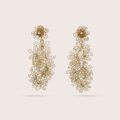 Gold-plated Earrings with Beryl Stones | Crochet
