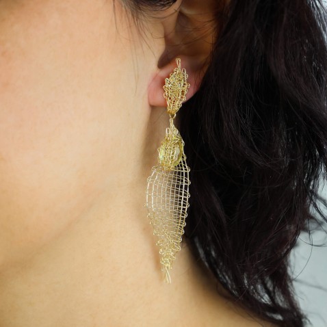 Gold-plated Silver and Lemon Quartz Earrings | Bilros