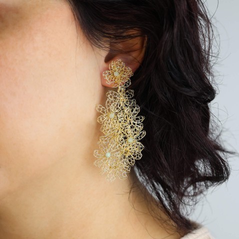 Gold-plated Earrings with Beryl Stones | Crochet