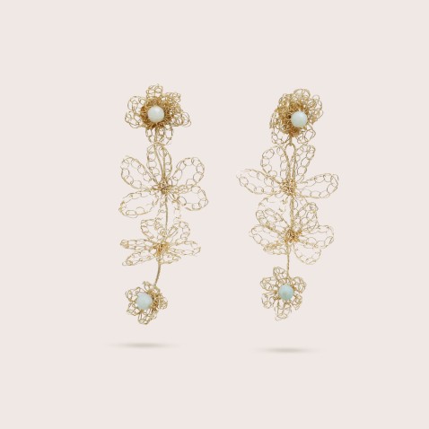 Gold-plated Silver Earrings with Aquamarine | Crochet