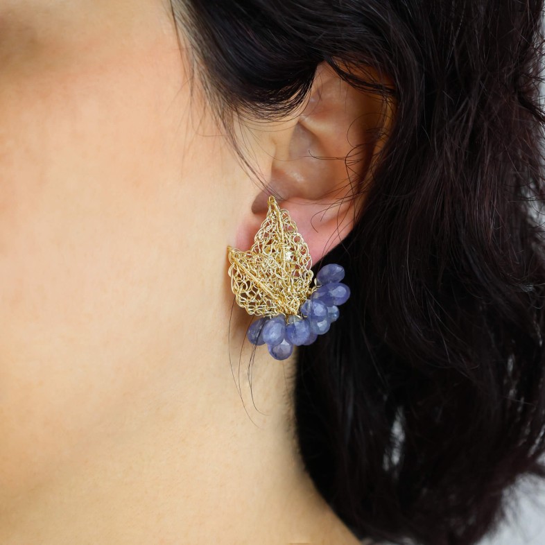 Gold-plated Silver Earrings with Tanzanite | Crochet