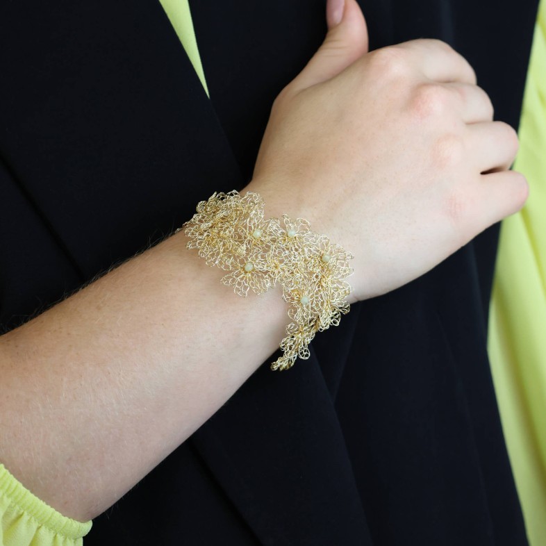 PULSEIRA PRATA 925 E BERILO | CROCHET