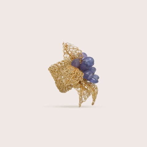 ANEL PRATA DOURADA E TANZANITES | CROCHET