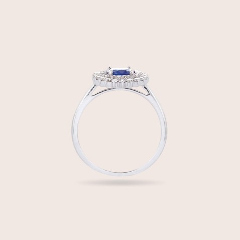 Diamond and Sapphire Engagement Ring