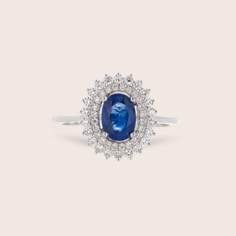Diamond and Sapphire Engagement Ring
