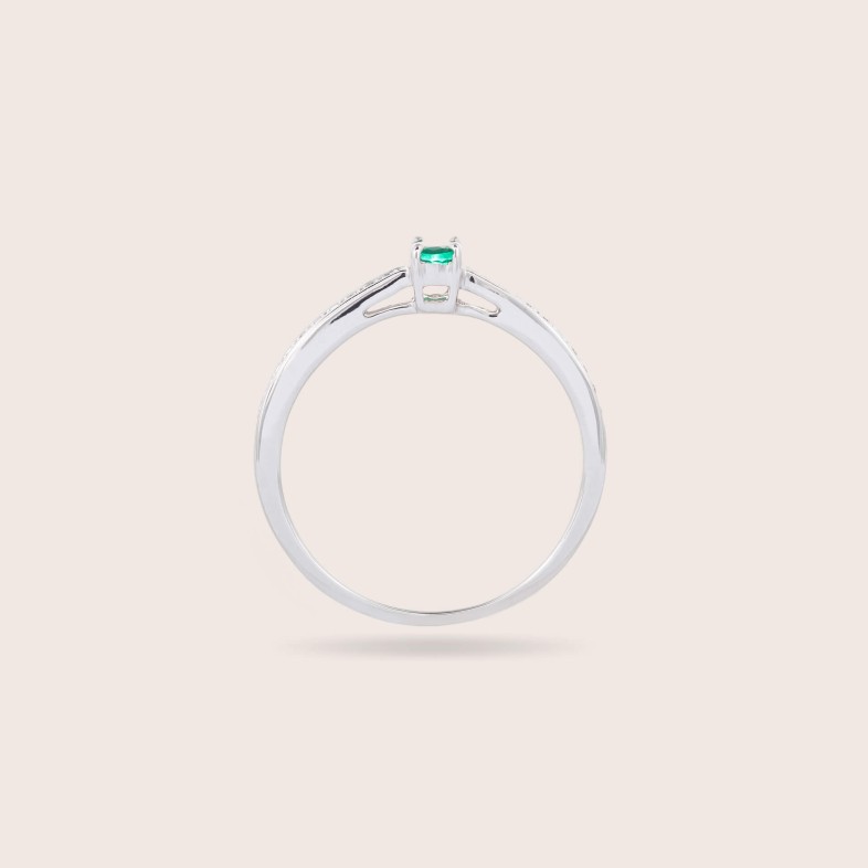 Diamond and Emerald  Engagement Ring