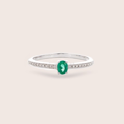 Diamond and Emerald  Engagement Ring