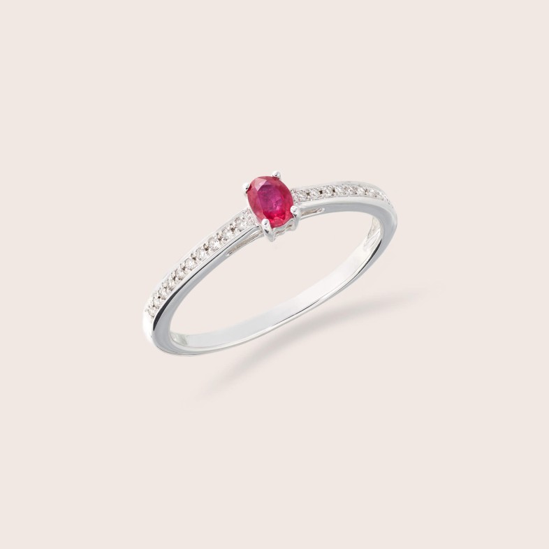 Anel de Noivado com Diamantes e Rubi