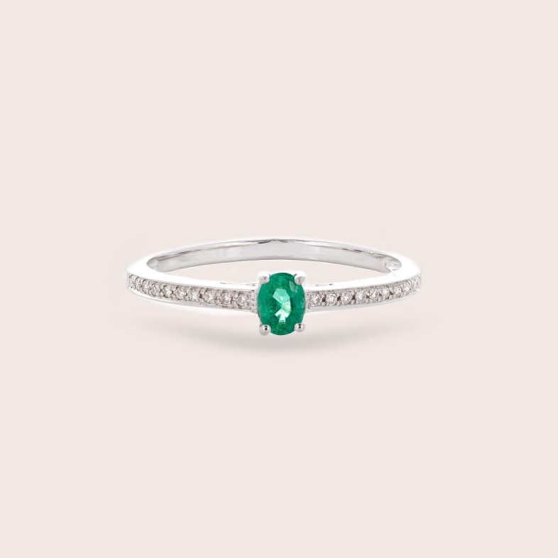 Diamond and Emerald  Engagement Ring