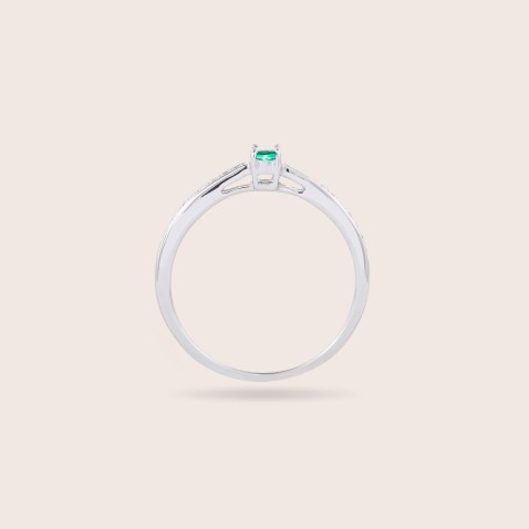 Diamond and Emerald  Engagement Ring
