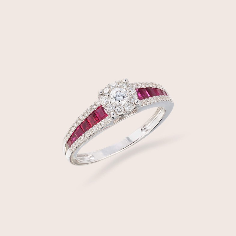 Anel Diamantes e Rubis
