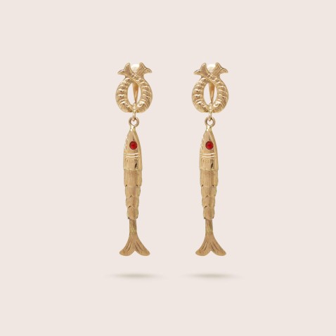 Sardine earrings in gold