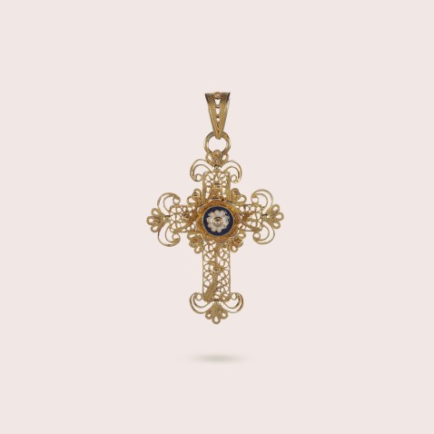 Filigree cross with enamel