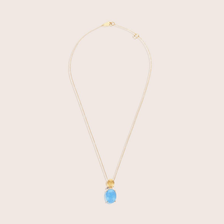 Fio com pendente 18k, gua Marinha e Diamantes | Ipanema
