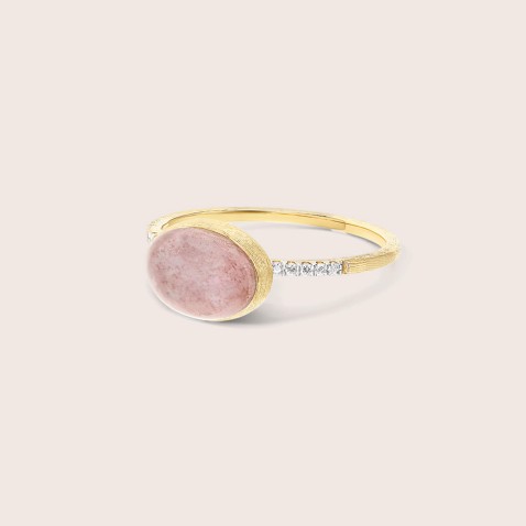 Anel em Ouro 18k, diamantes, cristal de Rocha, quartzo mango e madreprola | Boules