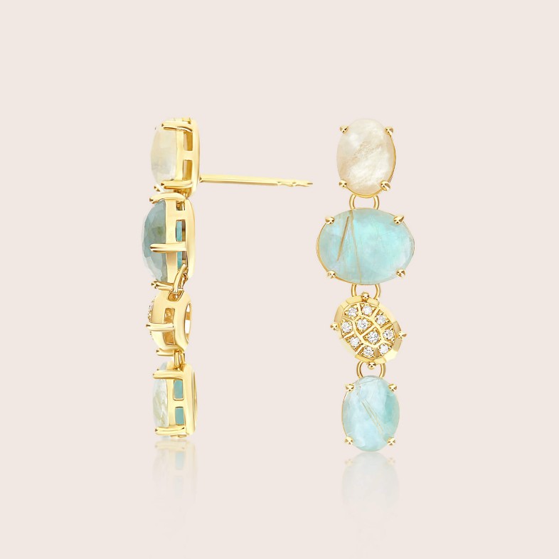 BRINCOS OURO 18k, MADREPROLA E DIAMANTES | IPANEMA