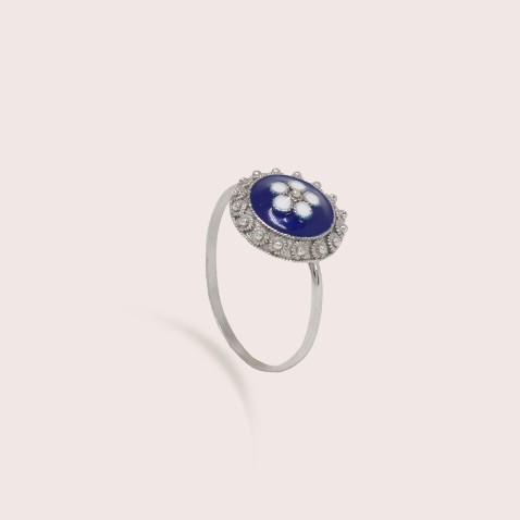 925 Silver and Enamel Ring | Portuguese Roses