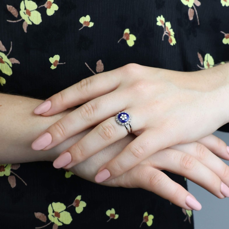 Anel em Prata 925 e Esmalte | Rosas Portuguesas