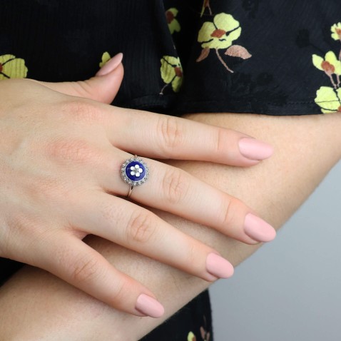 Anel em Prata 925 e Esmalte | Rosas Portuguesas