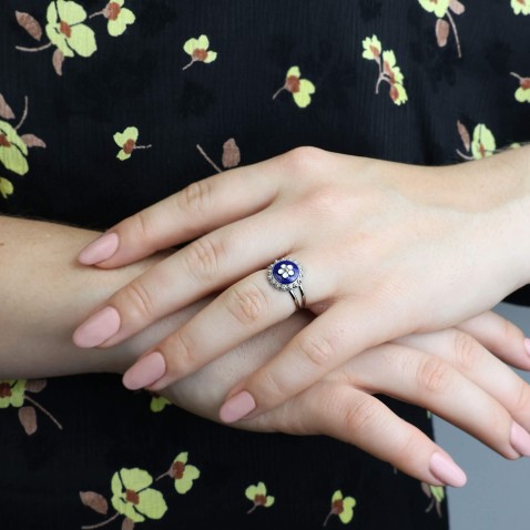 Anel em Prata 925 e Esmalte | Rosas Portuguesas