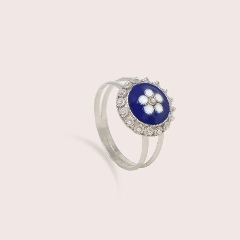 Anel em Prata 925 e Esmalte | Rosas Portuguesas