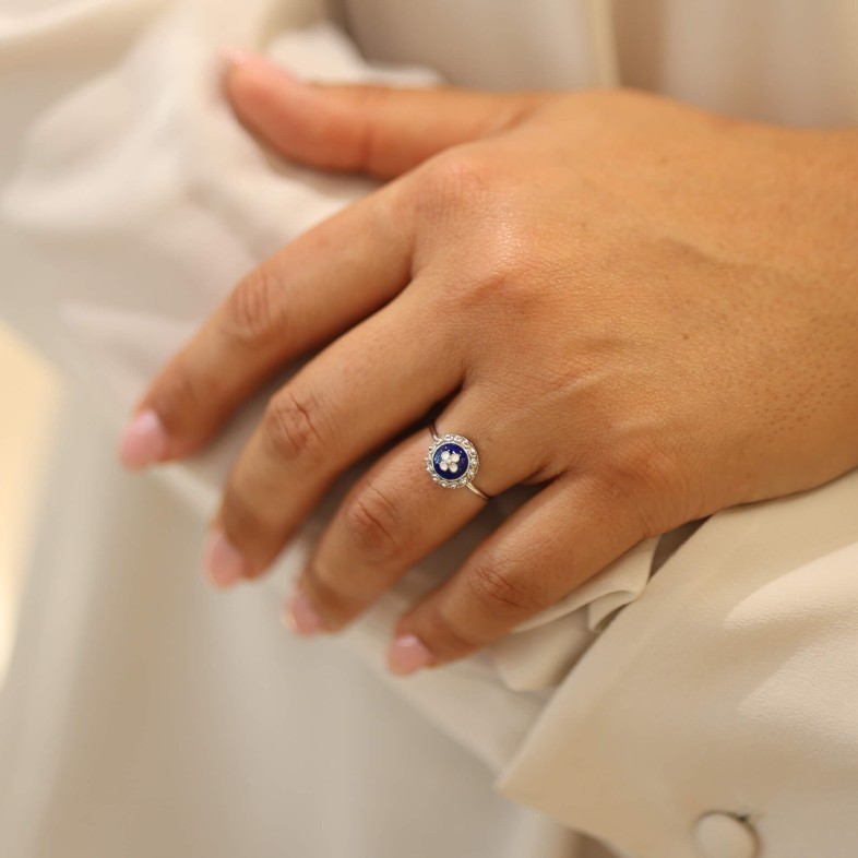 Anel em Prata 925 e Esmalte | Rosas Portuguesas