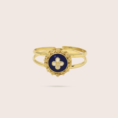 Gold-plated Silver 925 and Enamel Ring | Portuguese Roses