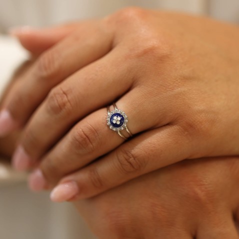 925 Silver and Enamel Ring | Portuguese Roses