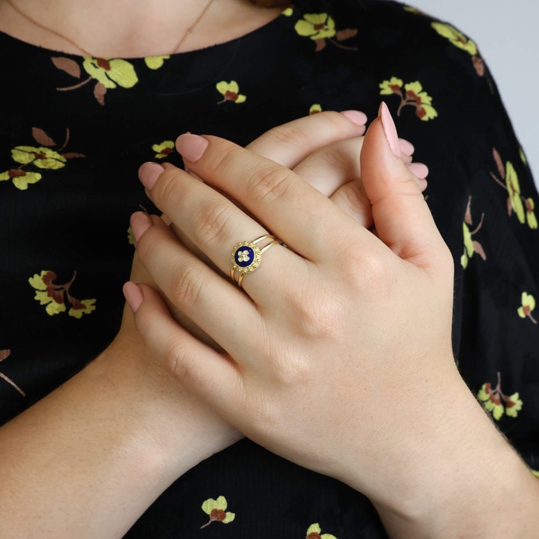 Gold-plated Silver 925 and Enamel Ring | Portuguese Roses