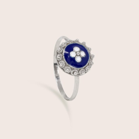 Anel em Prata 925 e Esmalte | Rosas Portuguesas