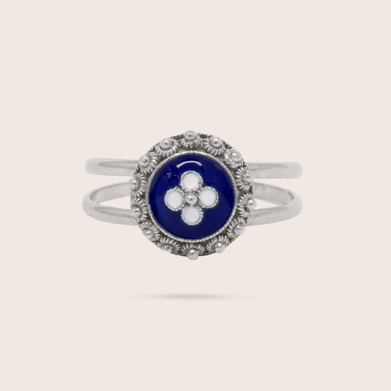 Anel em Prata 925 e Esmalte | Rosas Portuguesas