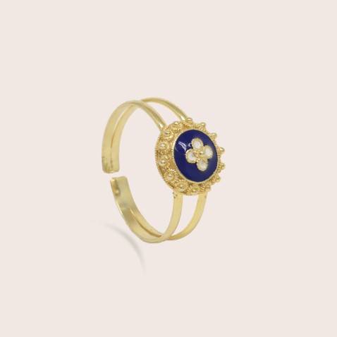 Gold-plated Silver 925 and Enamel Ring | Portuguese Roses