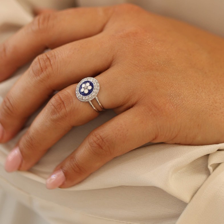 Anel em Prata 925 e Esmalte | Rosas Portuguesas