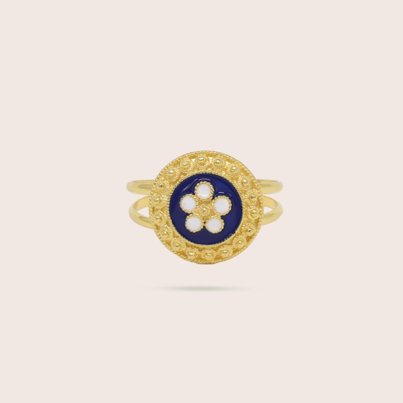 Gold-plated Silver 925 and Enamel Ring | Portuguese Roses