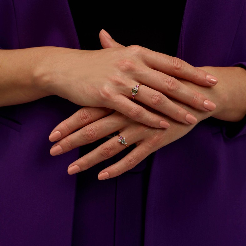 Sapphires and Diamond Engagement Ring | Cores Preciosas